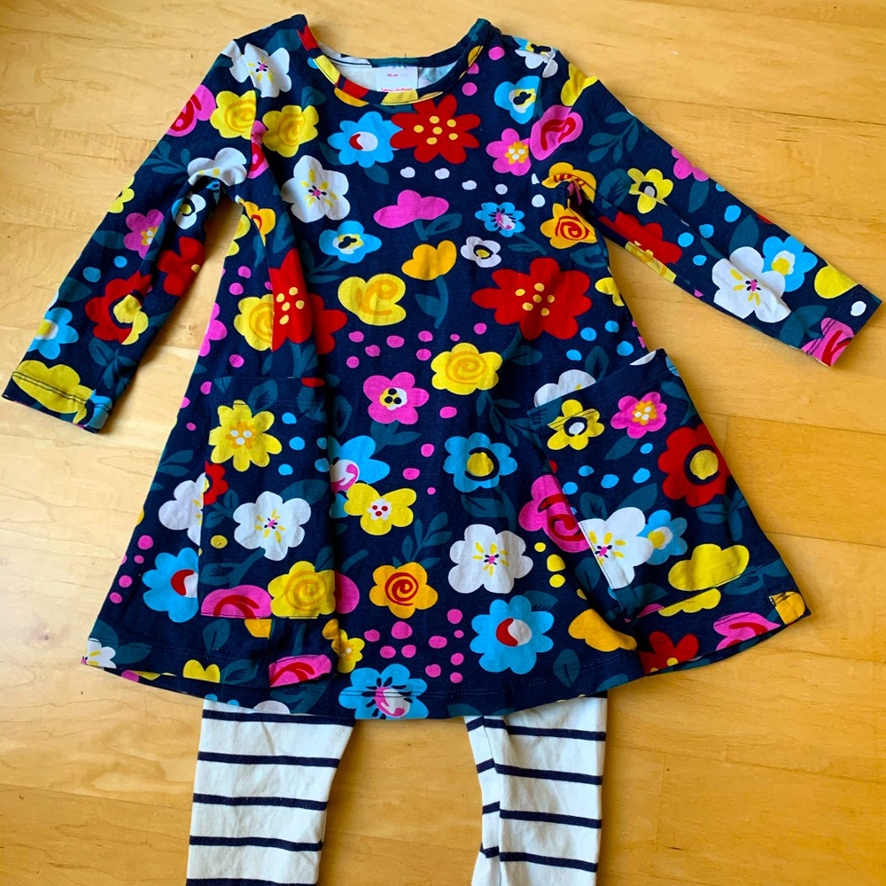 Hanna Andersson girls size 3 dress and leggings